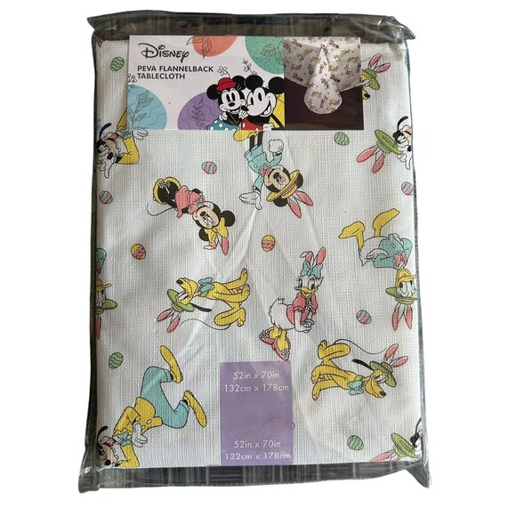 Disney Easter Tablecloth 52"x70" Featuring Mickey Mouse & Friends Peva flannelba - Picture 2 of 3